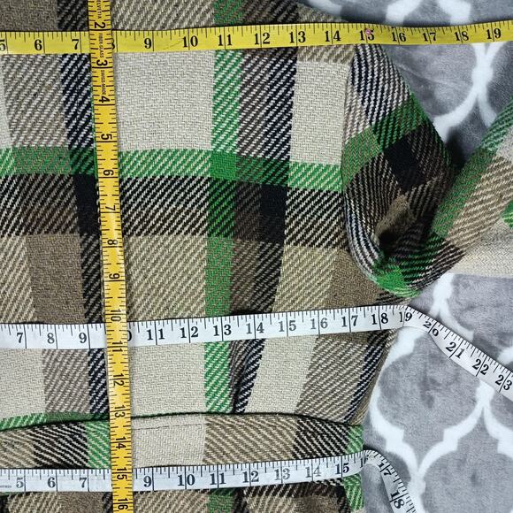 Me Jane Peacoat Jacket Womens Medium Belted Double Breasted Wool Blend Plaid - Picture 6 of 12